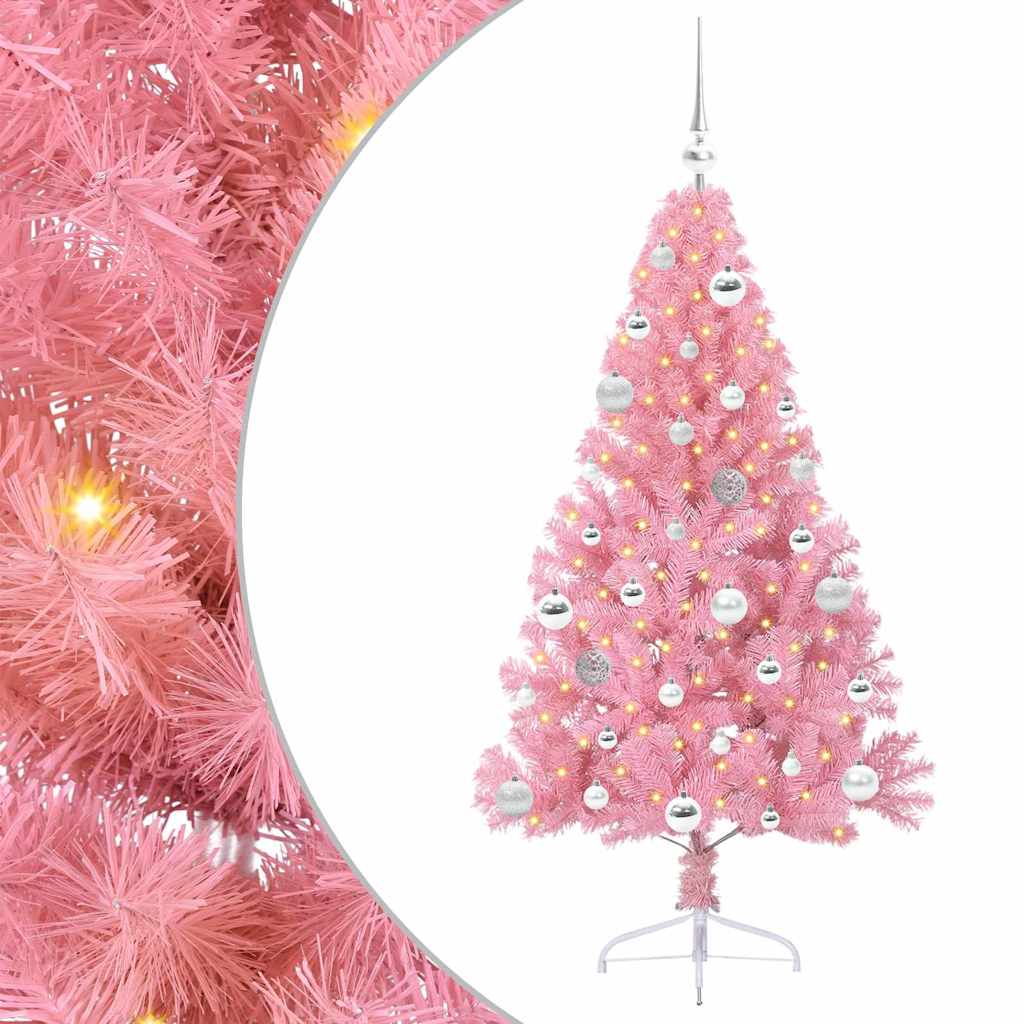 Kunstig Forhåndsopplyst Juletre med 150 LED Rosa 150 cm PVC