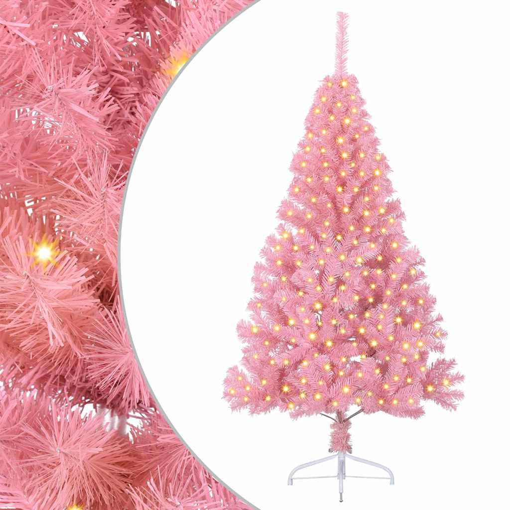 Kunstig Forhåndsopplyst Juletre med 300 LED Rosa 180 cm PVC