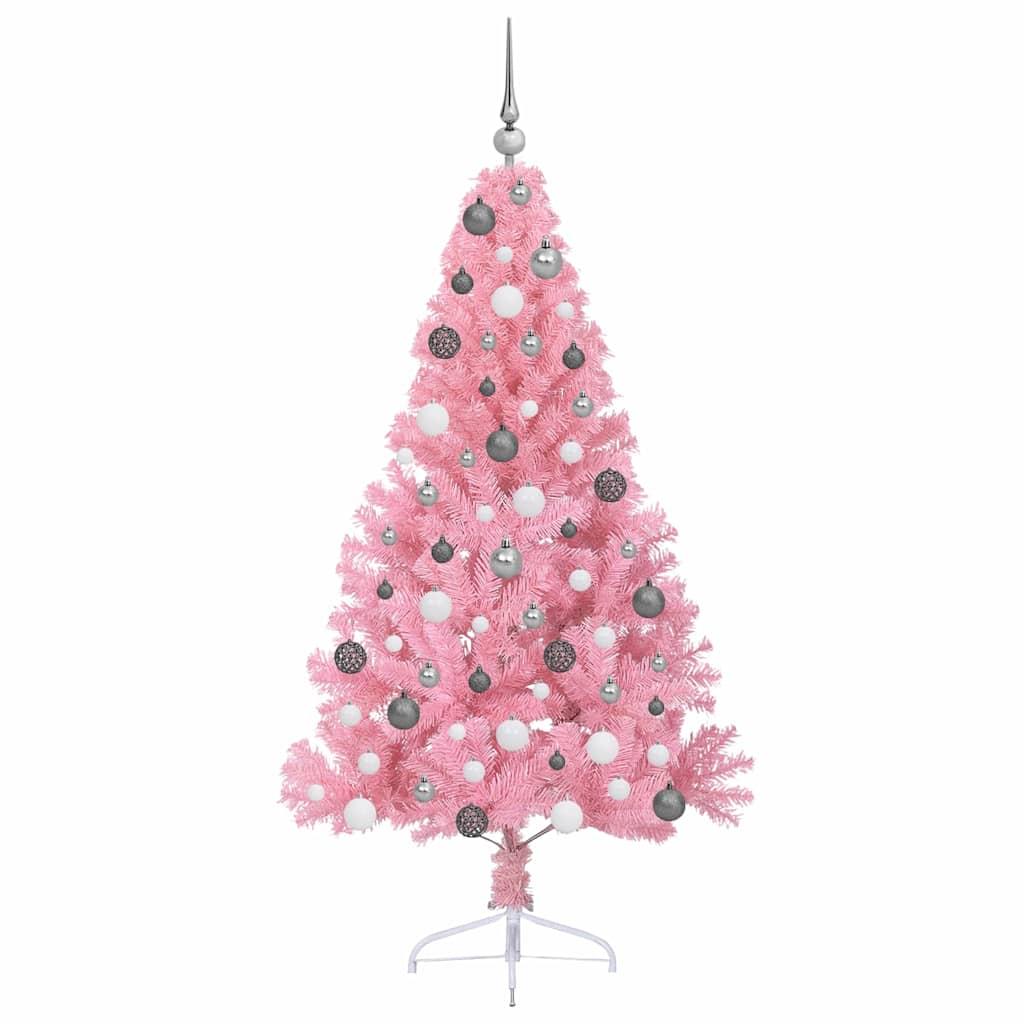 Kunstig Forhåndsopplyst Juletre med 300 LED Rosa 180 cm PVC