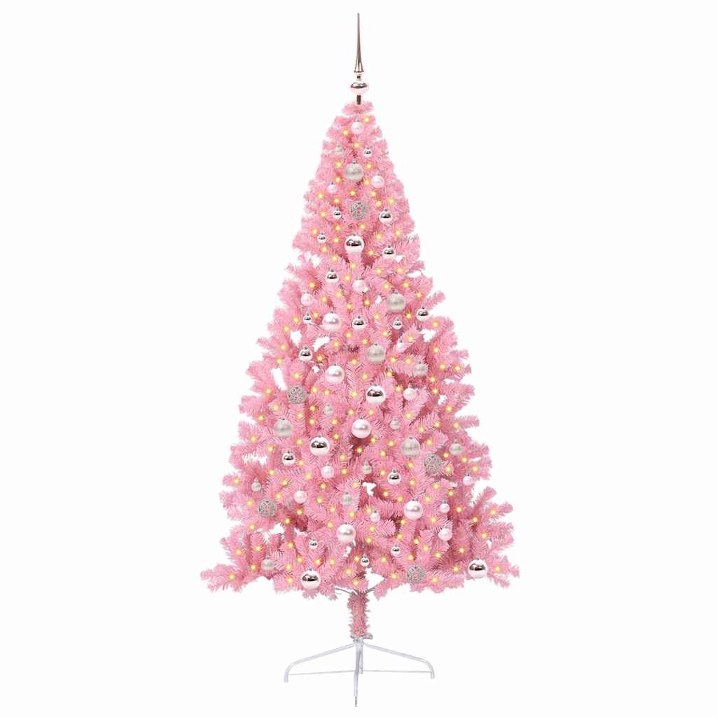 Kunstig Forhåndsopplyst Juletre med 300 LED Rosa 240 cm PVC
