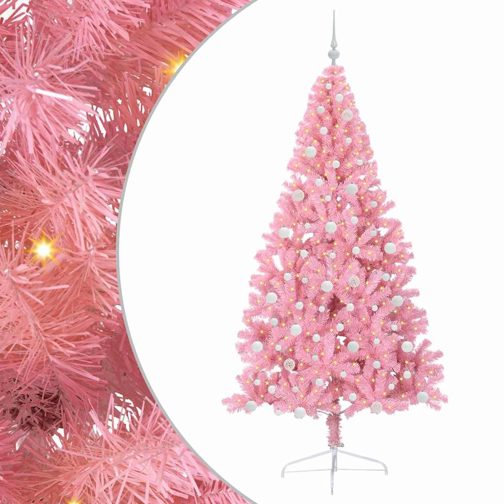 Kunstig Forhåndsopplyst Juletre med 300 LED Rosa 240 cm PVC