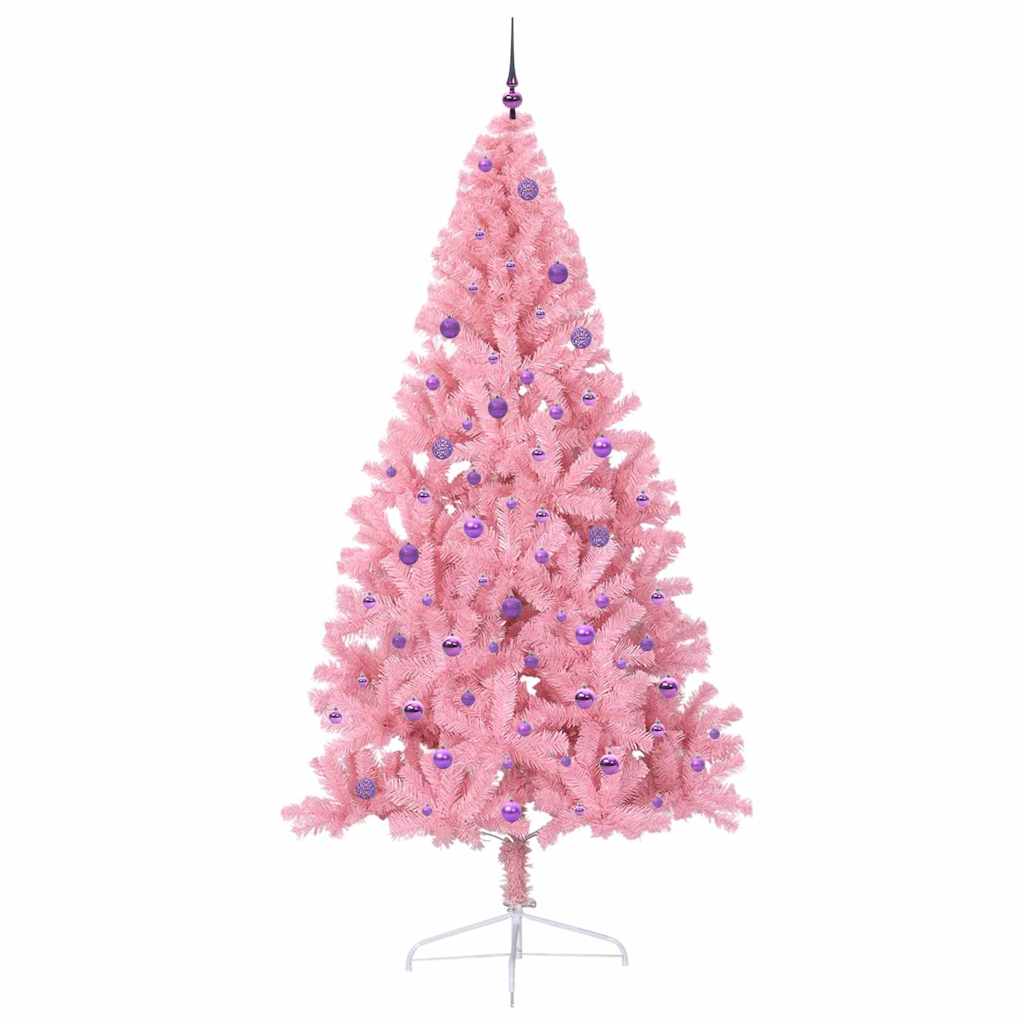 Kunstig Forhåndsopplyst Juletre med 300 LED Rosa 240 cm PVC