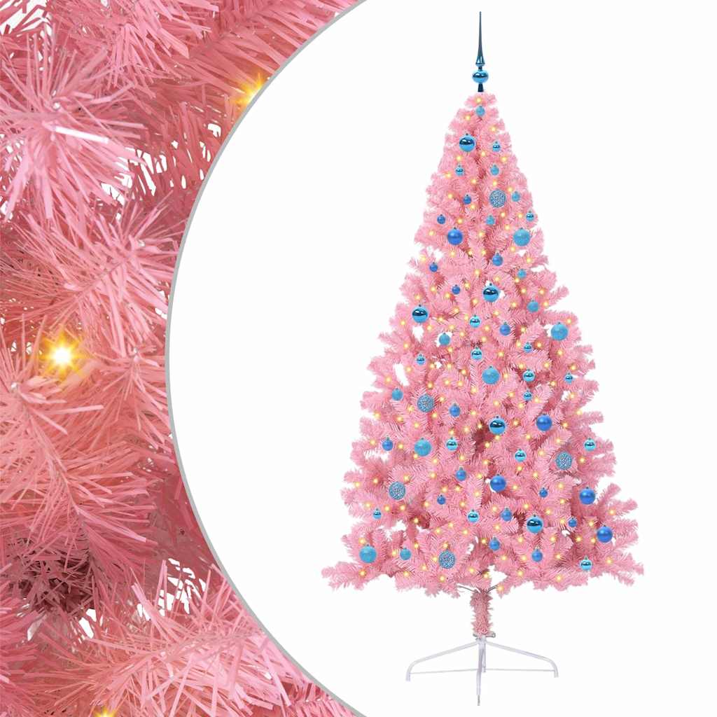 Kunstig Forhåndsopplyst Juletre med 300 LED Rosa 240 cm PVC