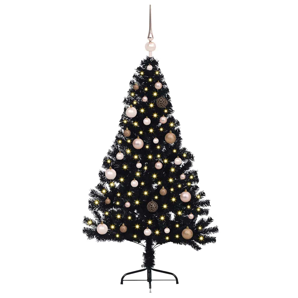 Kunstig Forhåndsopplyst Juletre med 150 LED Svart 150 cm PVC