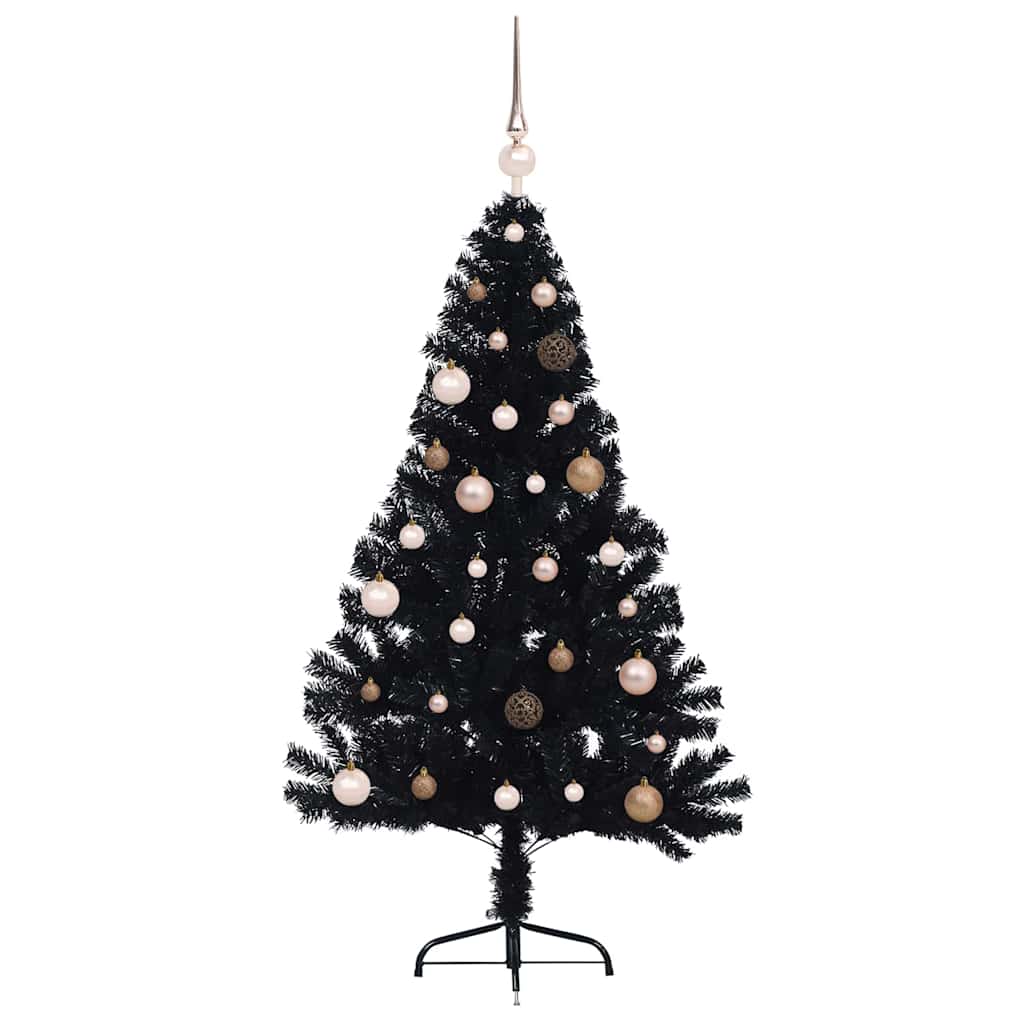 Kunstig Forhåndsopplyst Juletre med 150 LED Svart 150 cm PVC