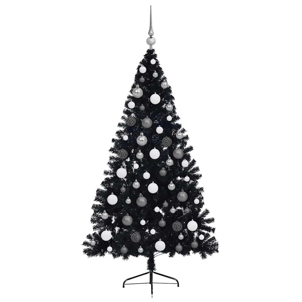 Kunstig Forhåndsopplyst Juletre med 300 LED Svart 180 cm PVC