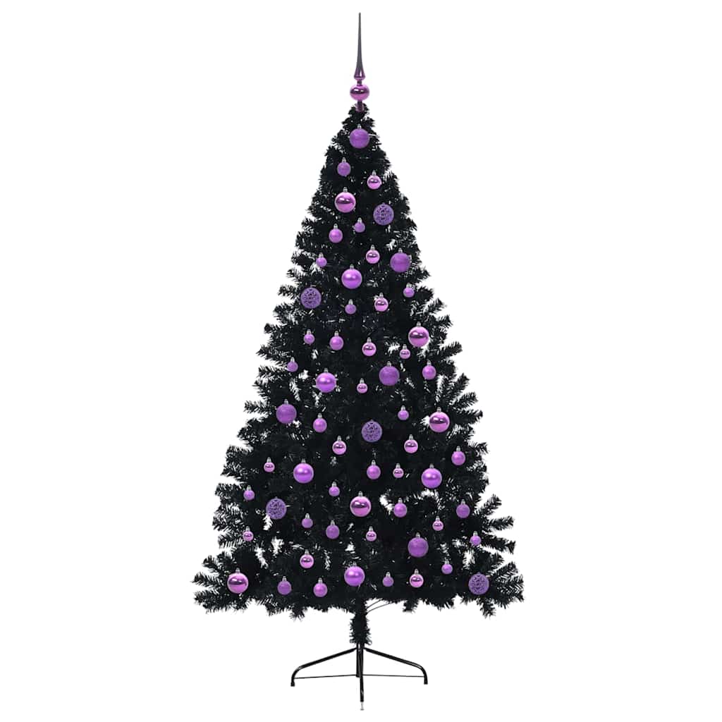 Kunstig Forhåndsopplyst Juletre med 300 LED Svart 180 cm PVC vidaXL