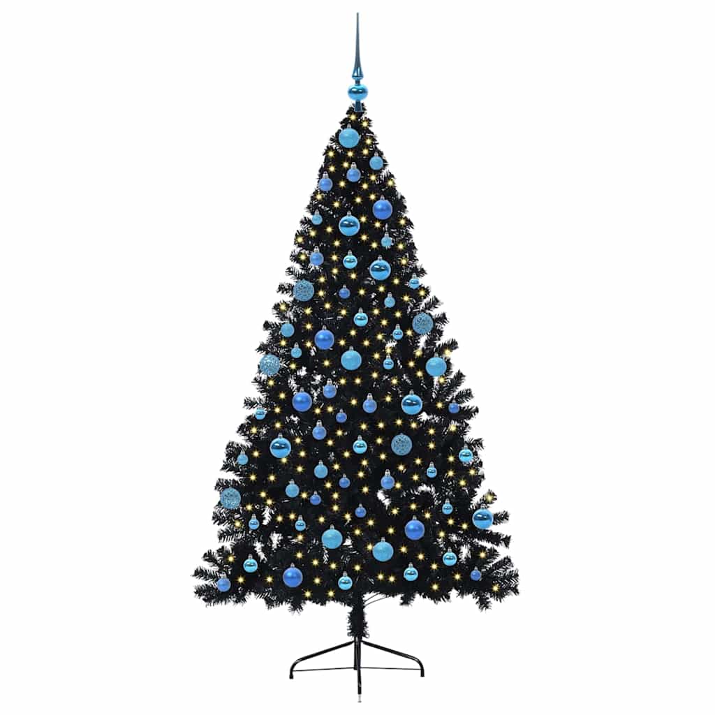 Kunstig Forhåndsopplyst Juletre med 300 LED Svart 180 cm PVC vidaXL