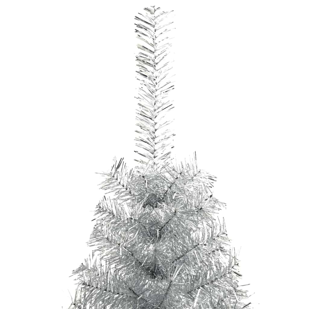 Kunstig Forhåndsopplyst Juletre med 300 LED sølv 210 cm PET