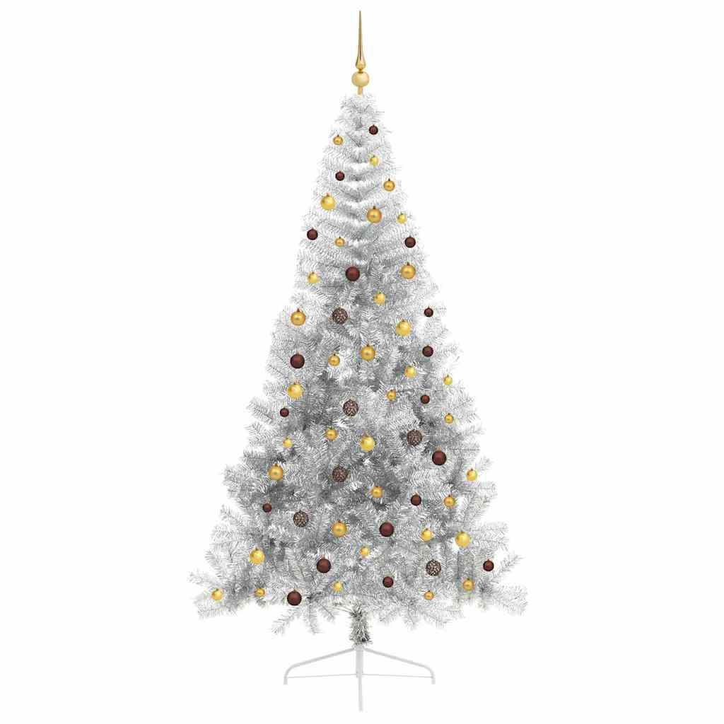 Kunstig Forhåndsopplyst Juletre med 300 LED sølv 240 cm PET