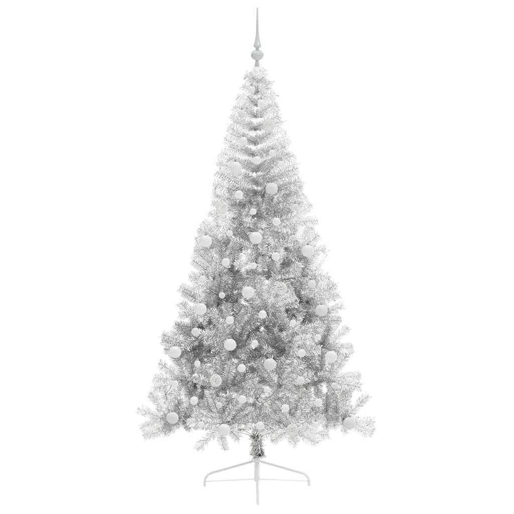 Kunstig Forhåndsopplyst Juletre med 300 LED sølv 240 cm PET
