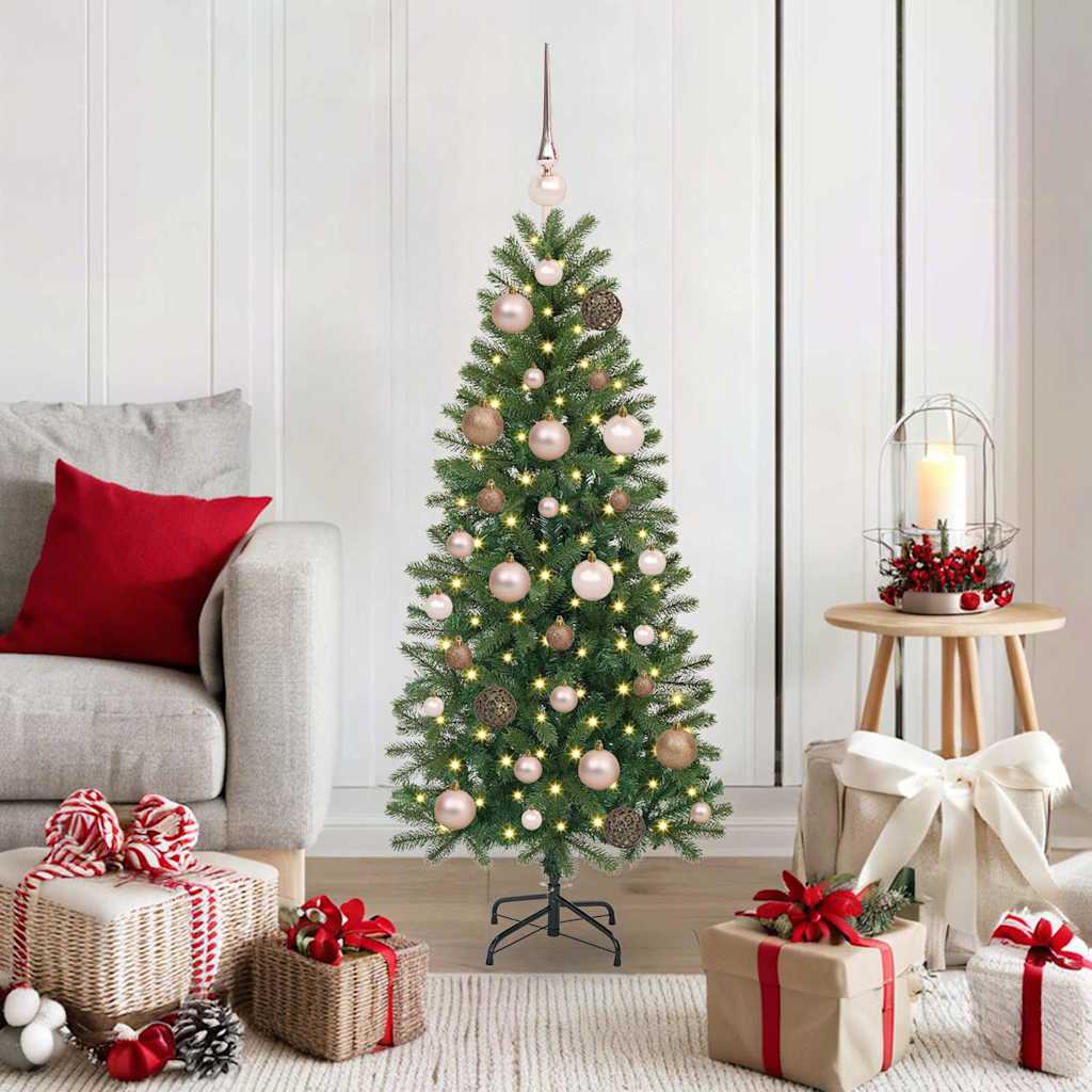 Kunstig juletre med 150 LED med stativ grønn 120 cm PE og PVC