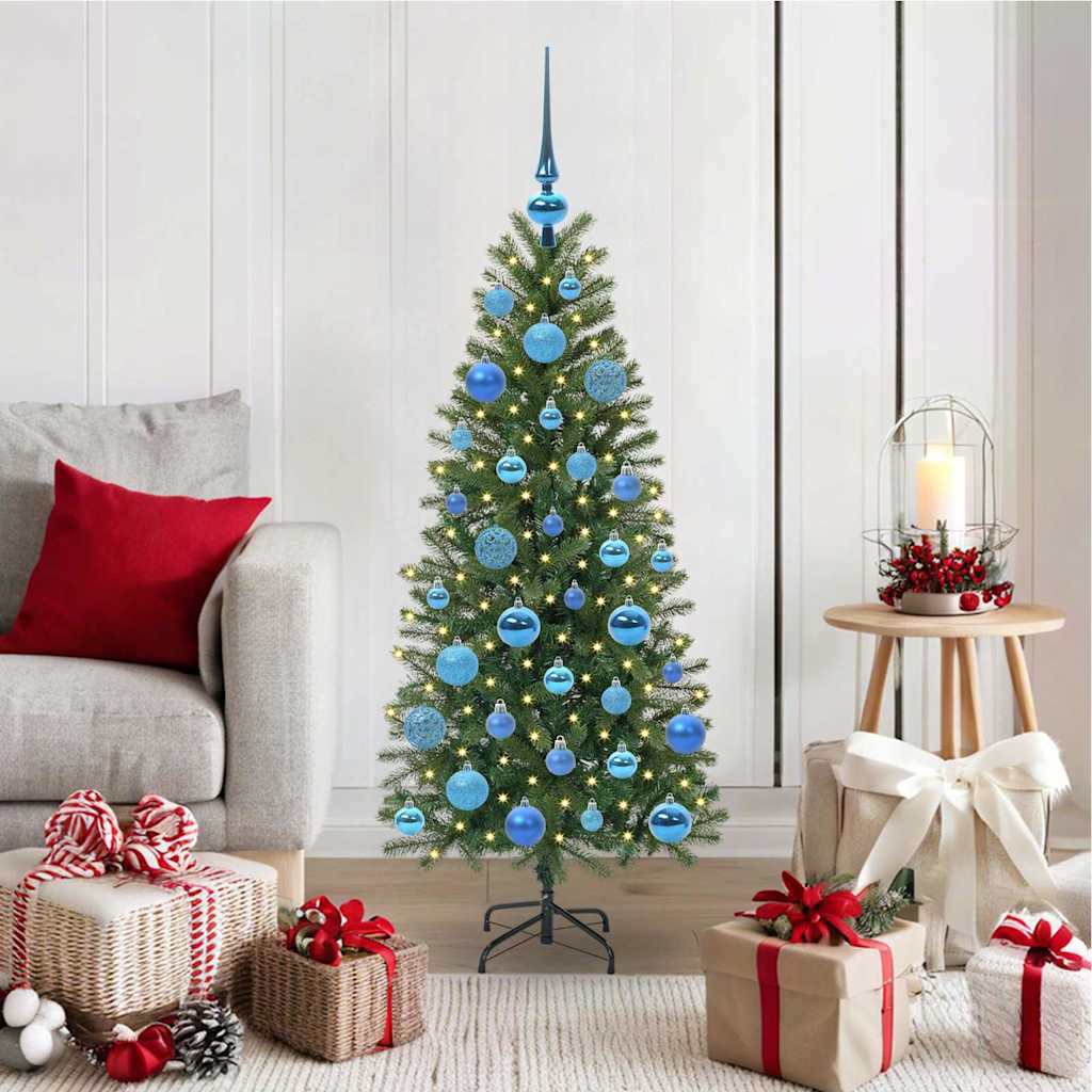 Kunstig juletre med 150 LED med stativ grønn 120 cm PE og PVC