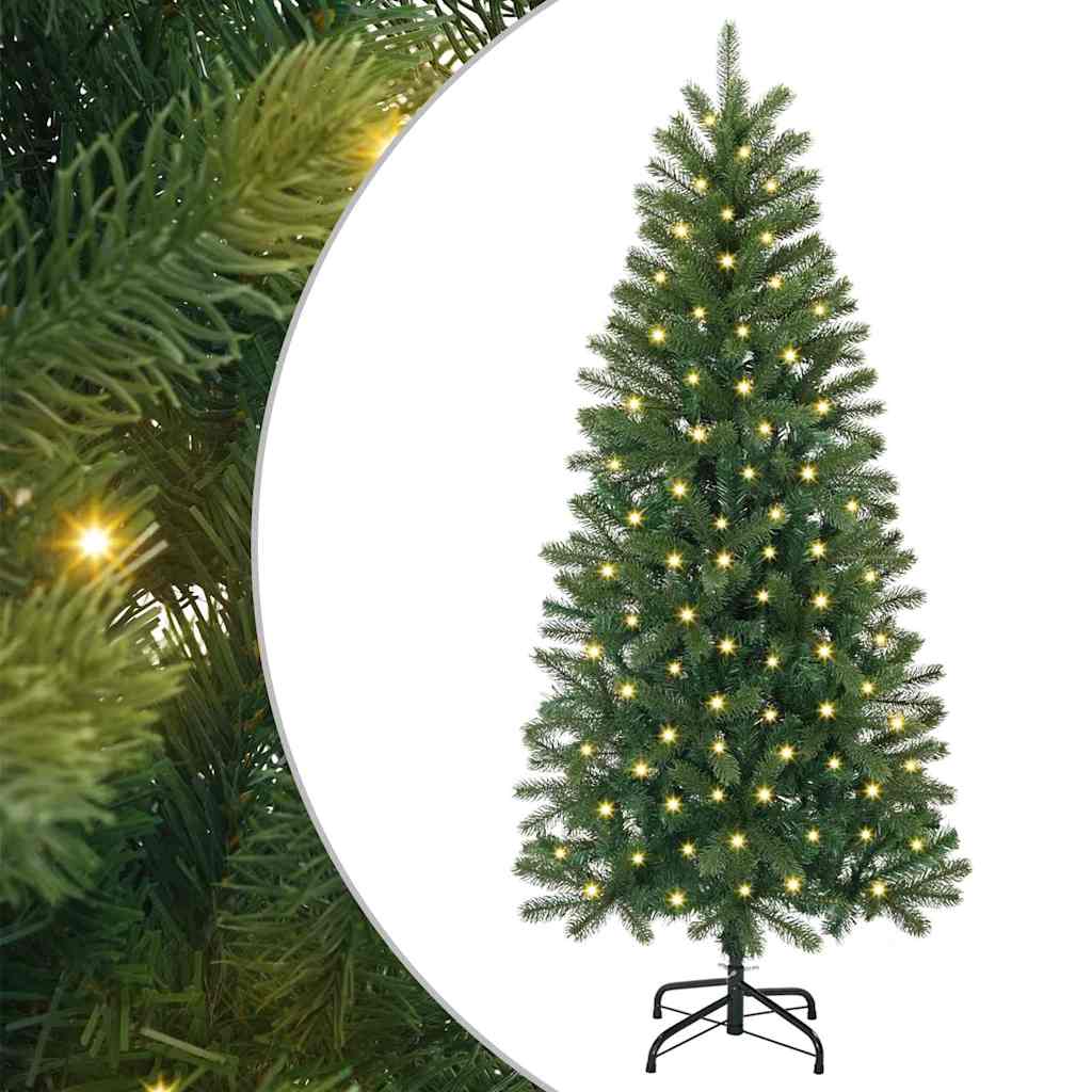 Kunstig juletre med 150 LED med stativ grønn 150 cm PE og PVC