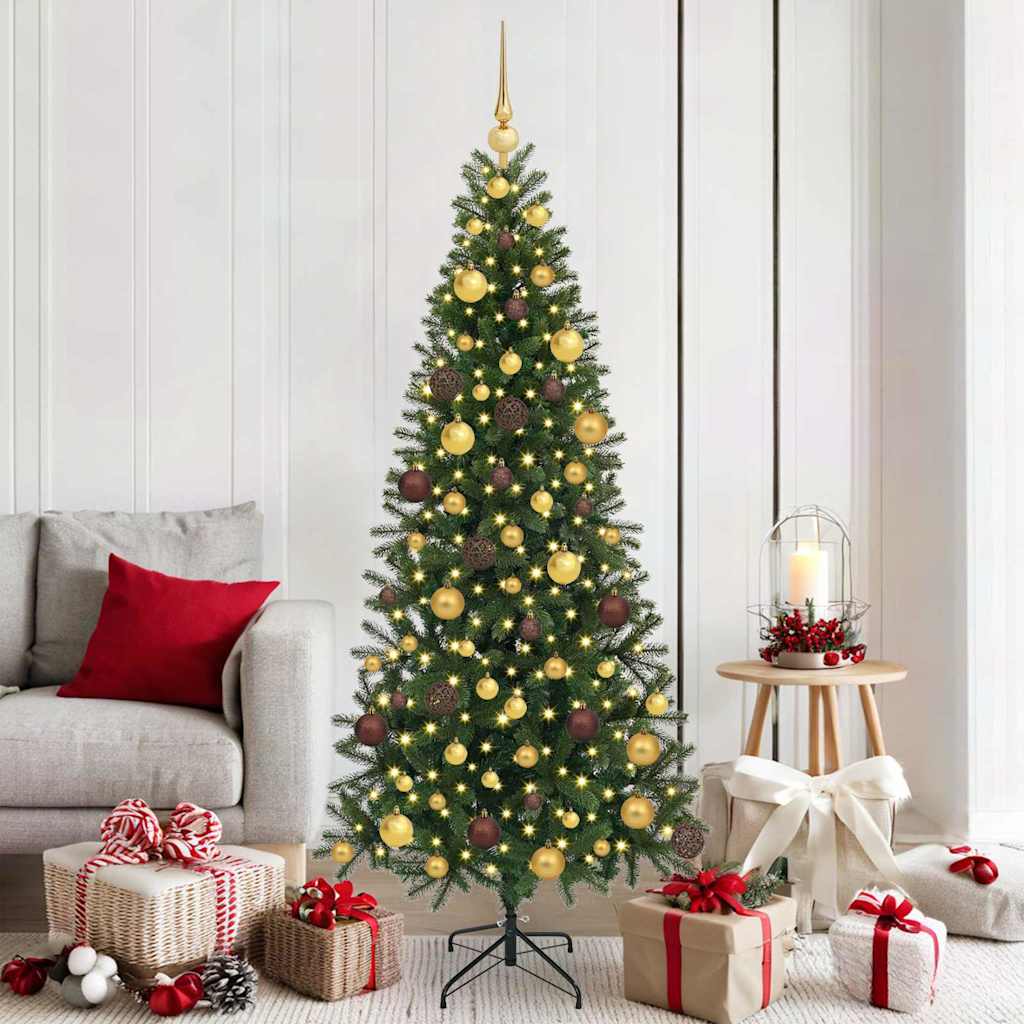 Kunstig juletre med 300 LED med stativ grønn 180 cm PE og PVC