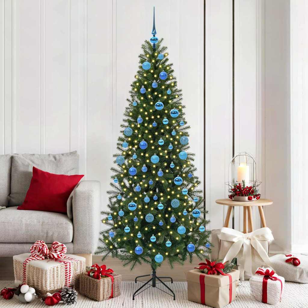 Kunstig juletre med 300 LED med stativ grønn 180 cm PE og PVC
