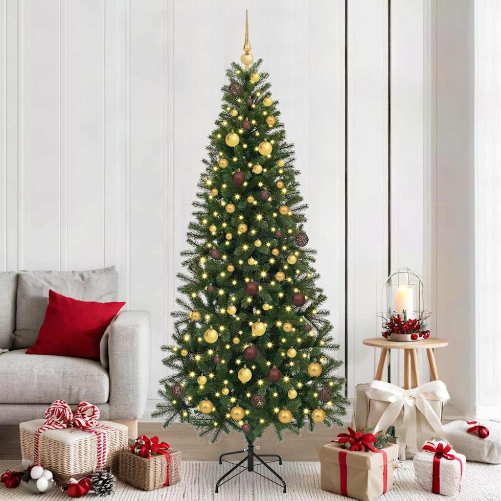 Kunstig juletre med 300 LED med stativ grønn 210 cm PE og PVC