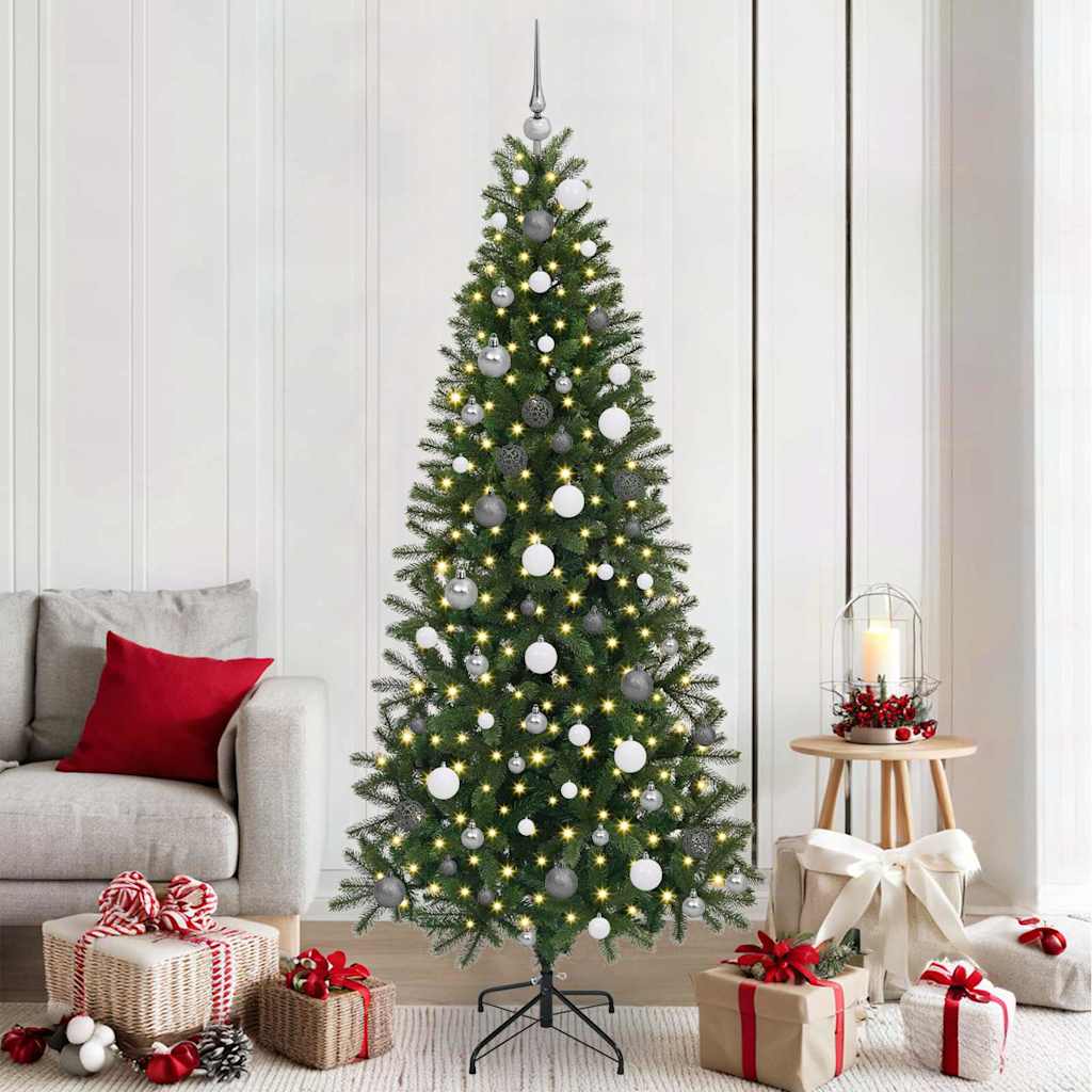 Kunstig juletre med 300 LED med stativ grønn 210 cm PE og PVC