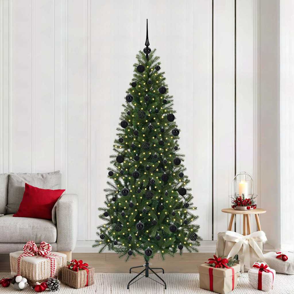 Kunstig juletre med 300 LED med stativ grønn 210 cm PE og PVC