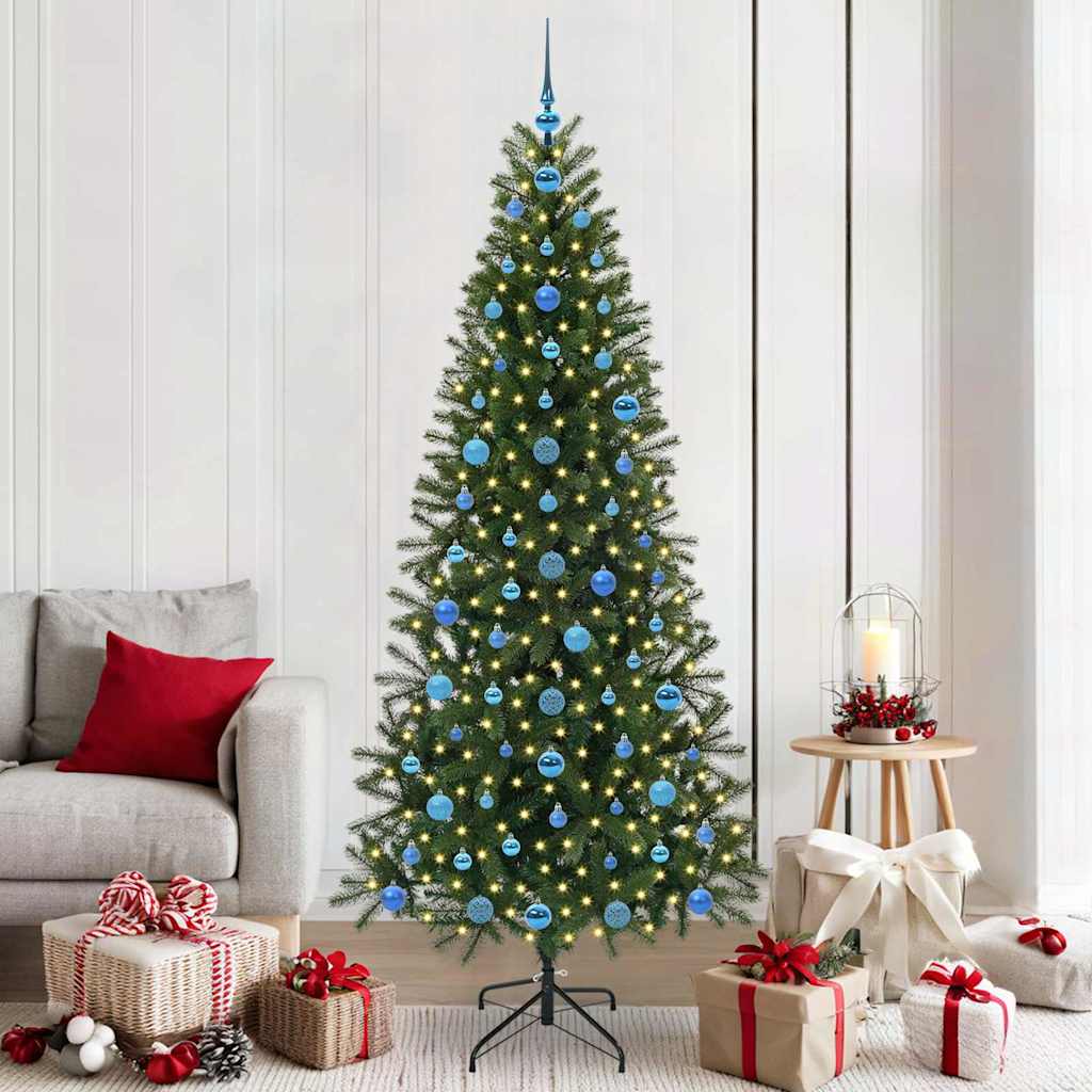 Kunstig juletre med 300 LED med stativ grønn 210 cm PE og PVC