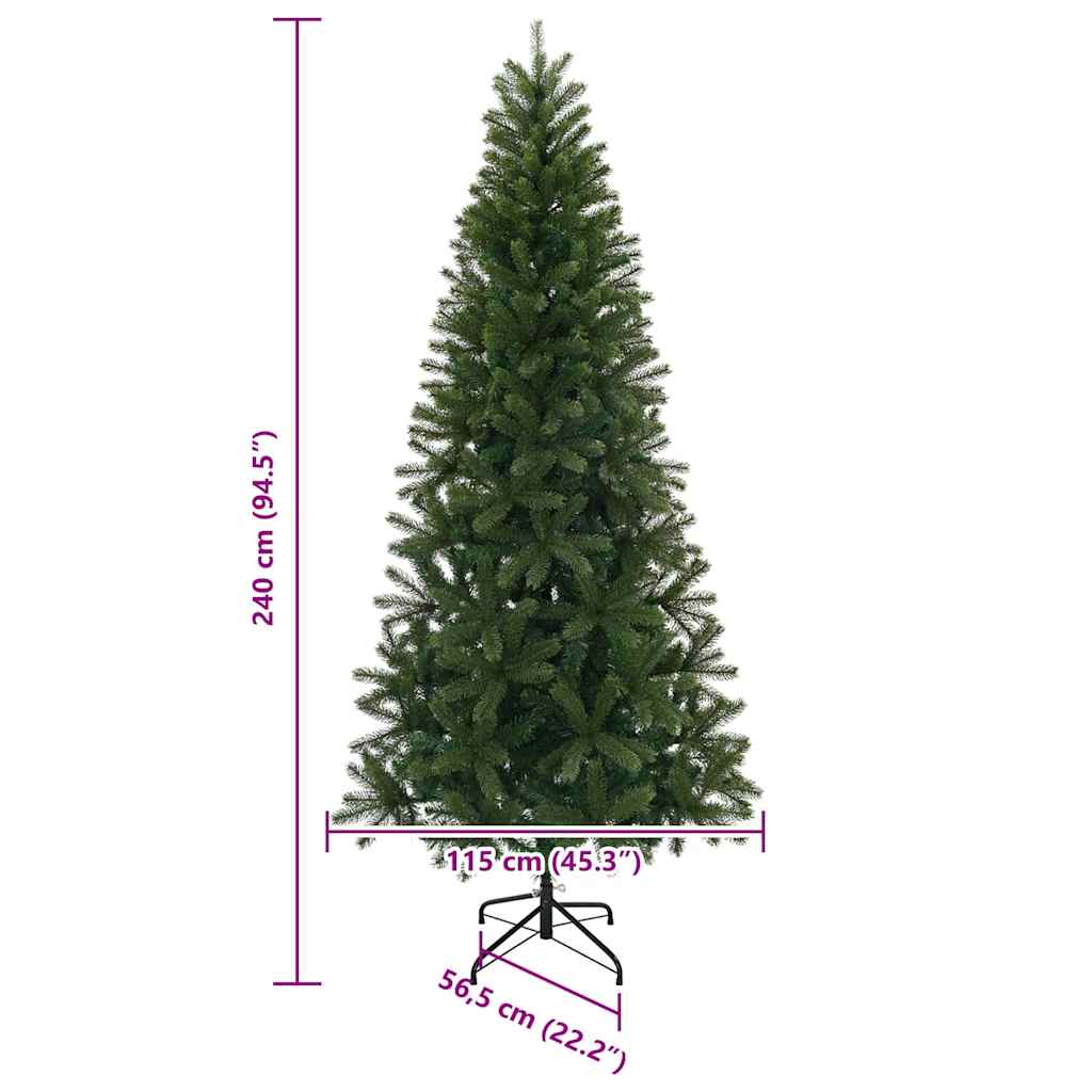 Kunstig juletre med 300 LED med stativ grønn 240 cm PE og PVC