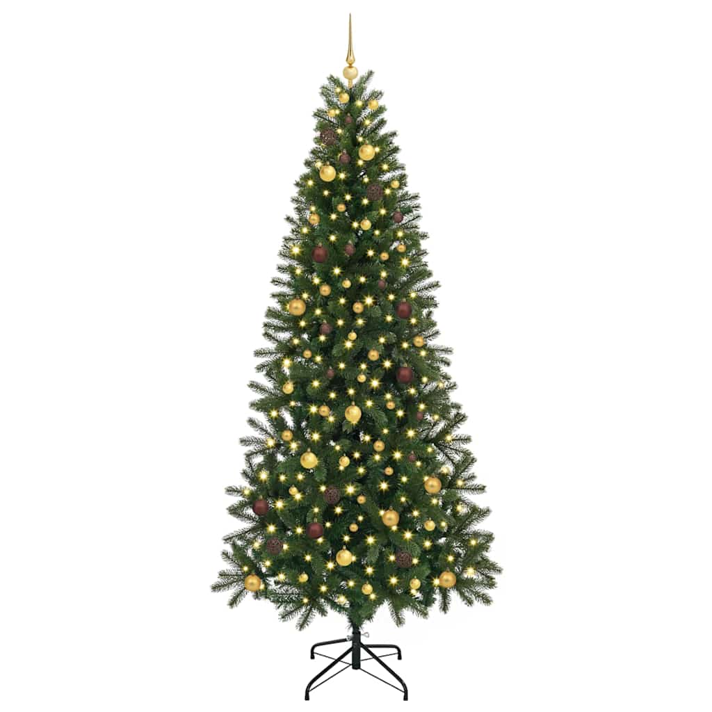 Kunstig juletre med 300 LED med stativ grønn 240 cm PE og PVC