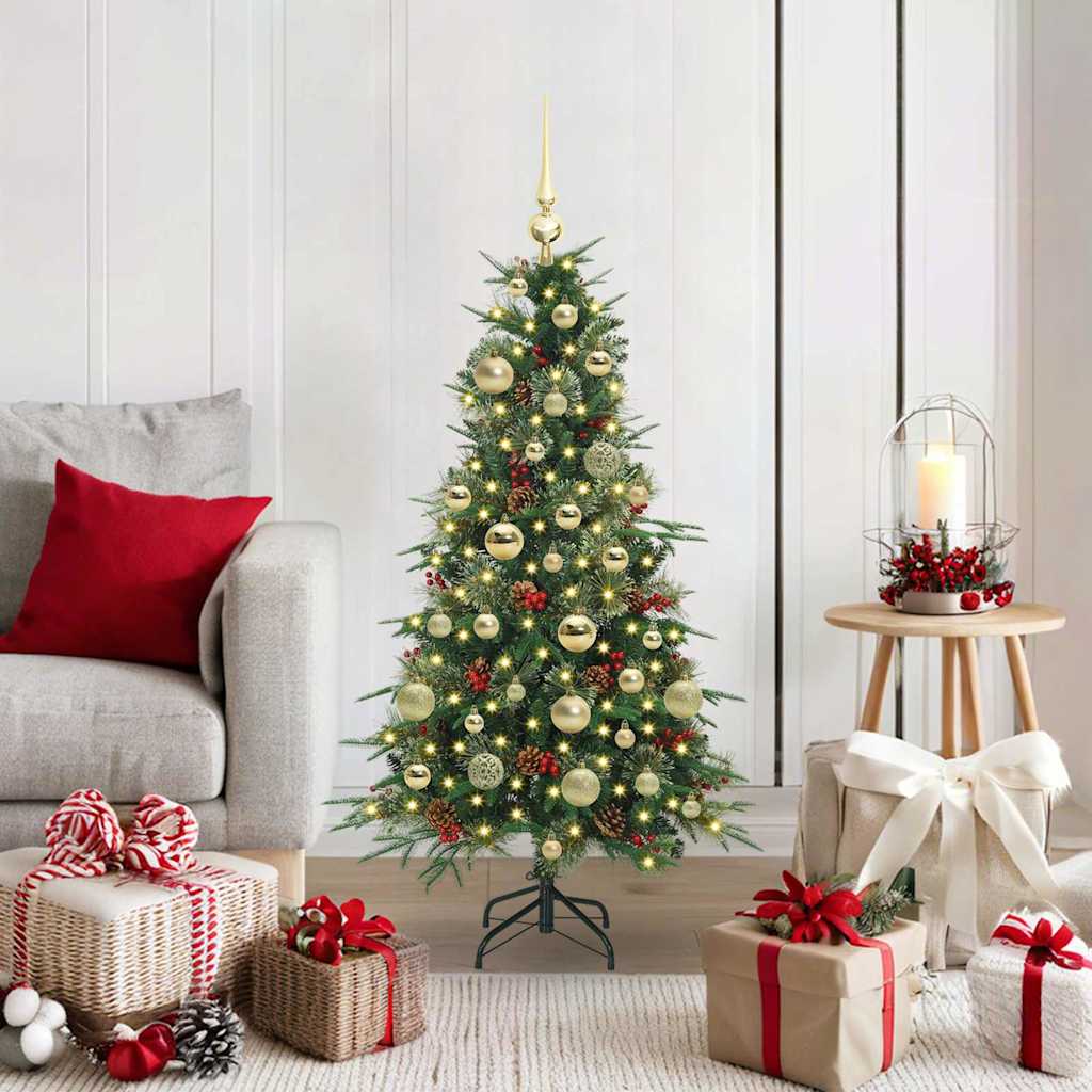 Kunstig sammensatt juletre med 150 LED grønn 120 cm PE og PVC