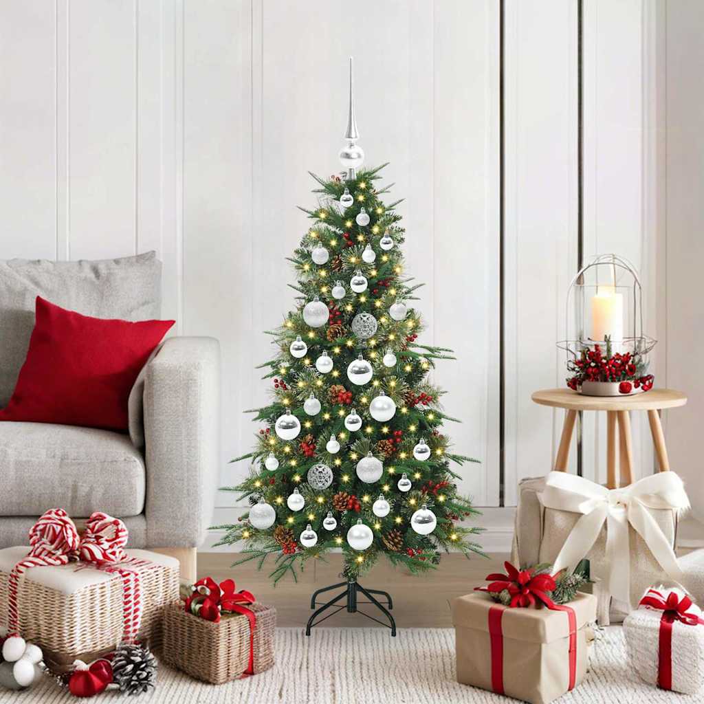 Kunstig sammensatt juletre med 150 LED grønn 120 cm PE og PVC