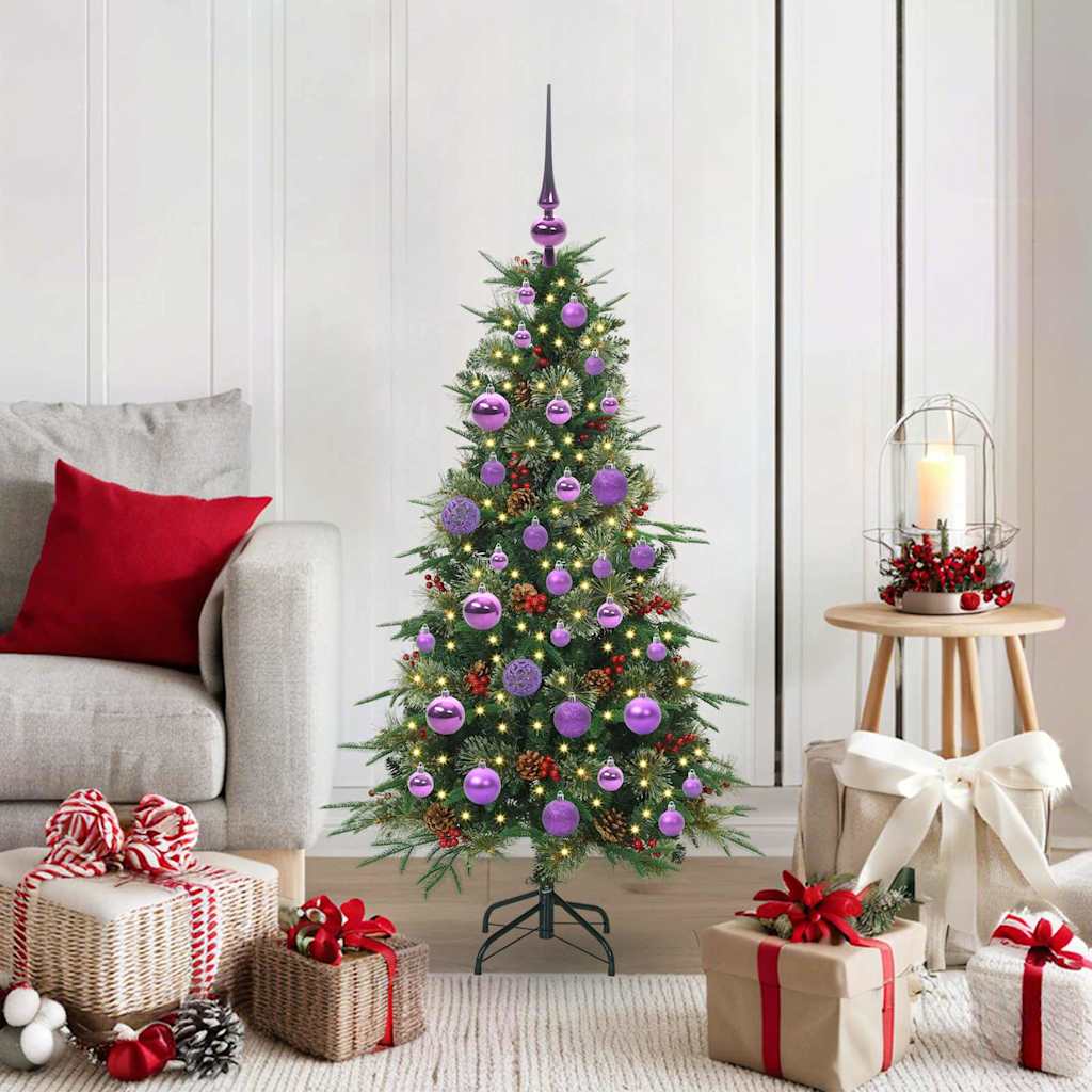 Kunstig sammensatt juletre med 150 LED grønn 120 cm PE og PVC