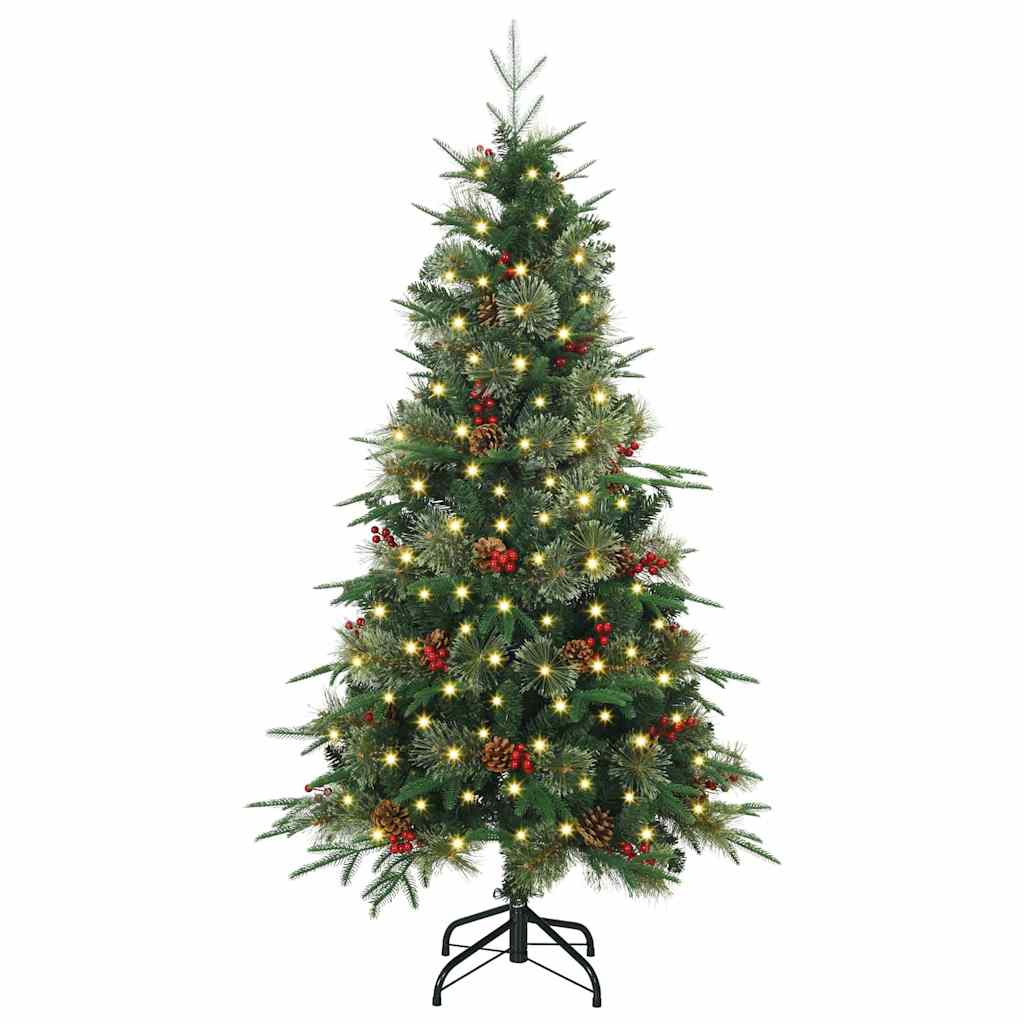 Kunstig sammensatt juletre med 150 LED grønn 150 cm PE og PVC