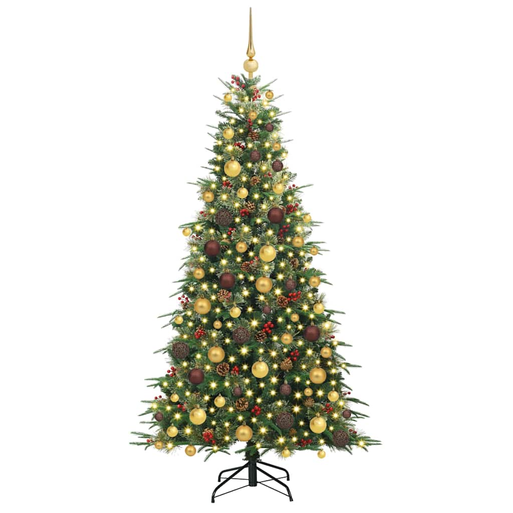 Kunstig sammensatt juletre med 300 LED grønn 180 cm PE og PVC
