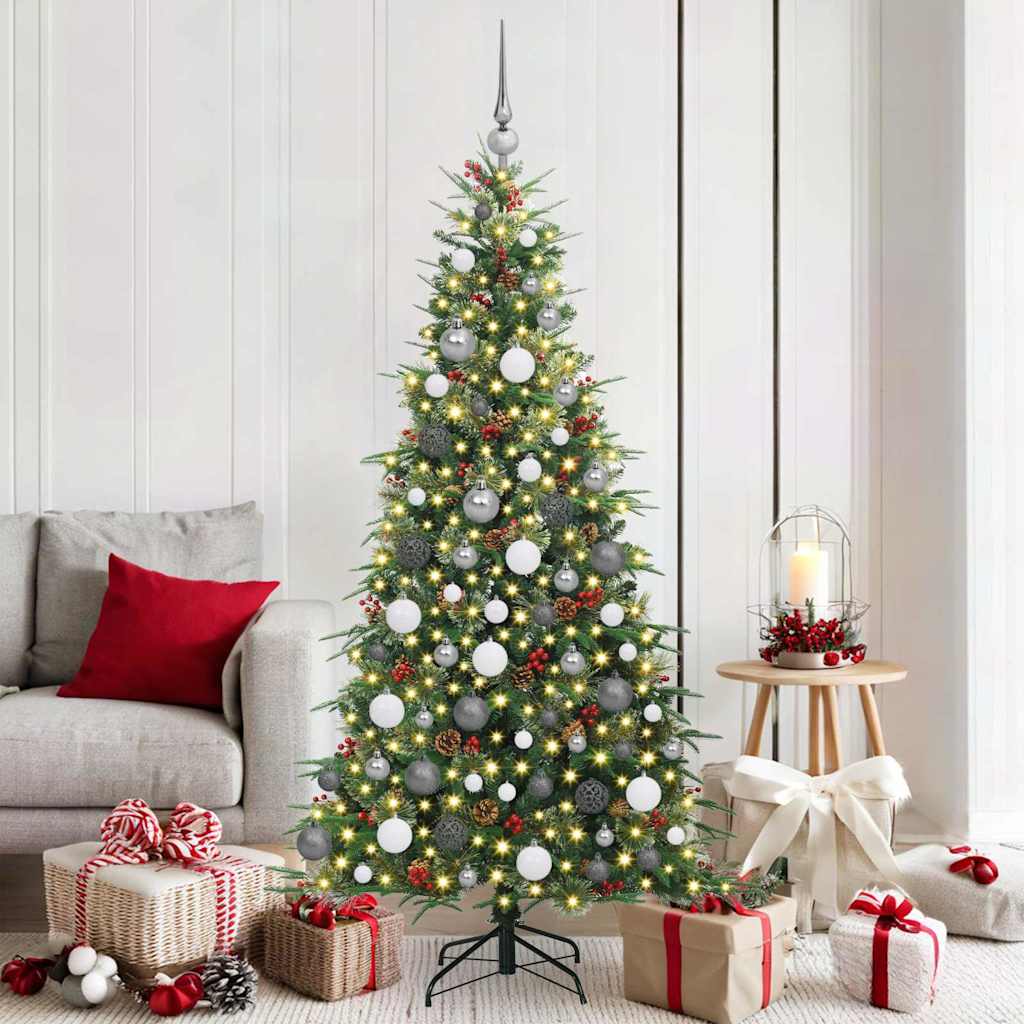Kunstig sammensatt juletre med 300 LED grønn 180 cm PE og PVC
