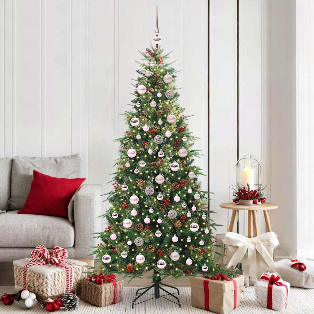 Kunstig sammensatt juletre med 300 LED grønn 180 cm PE og PVC