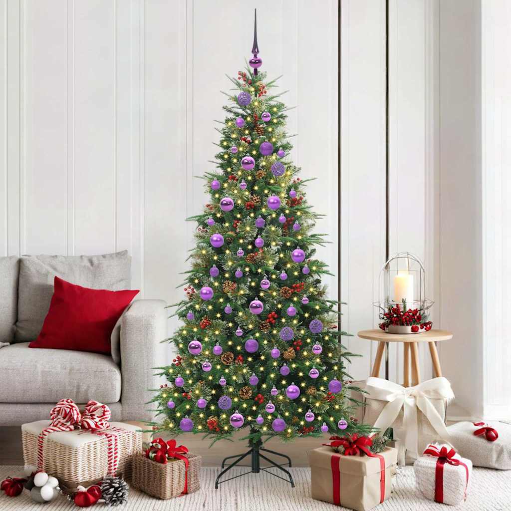 Kunstig sammensatt juletre med 300 LED grønn 180 cm PE og PVC
