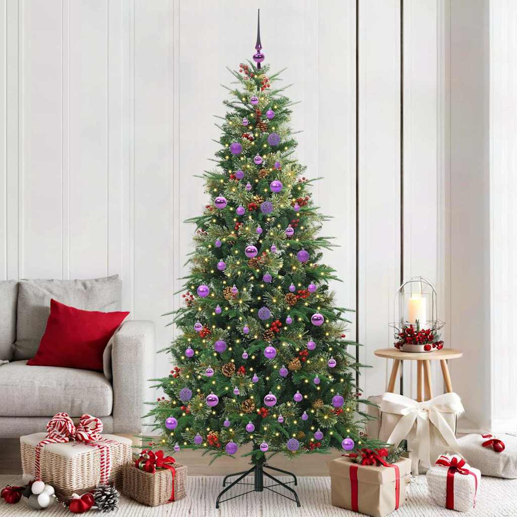 Kunstig sammensatt juletre med 300 LED grønn 210 cm PE og PVC