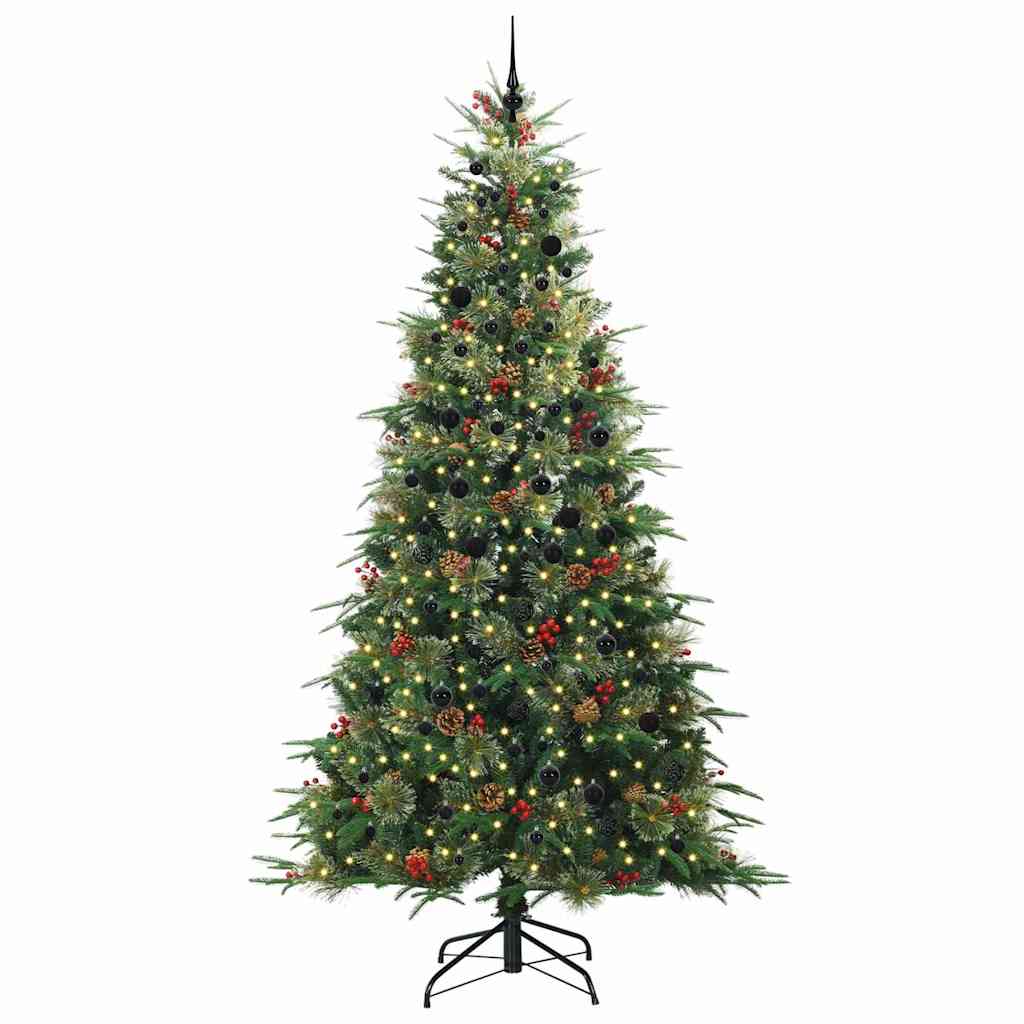 Kunstig sammensatt juletre med 300 LED grønn 240 cm PE og PVC vidaXL