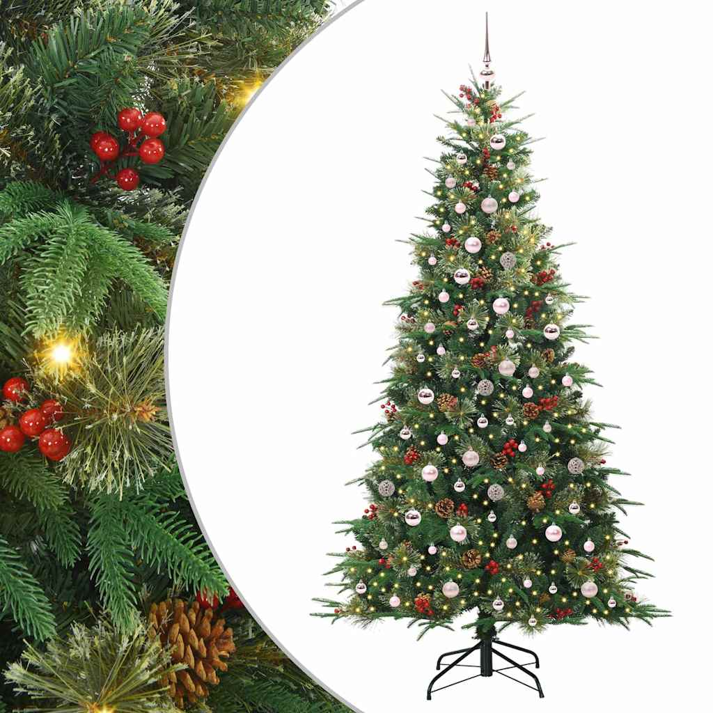 Kunstig sammensatt juletre med 300 LED grønn 240 cm PE og PVC vidaXL