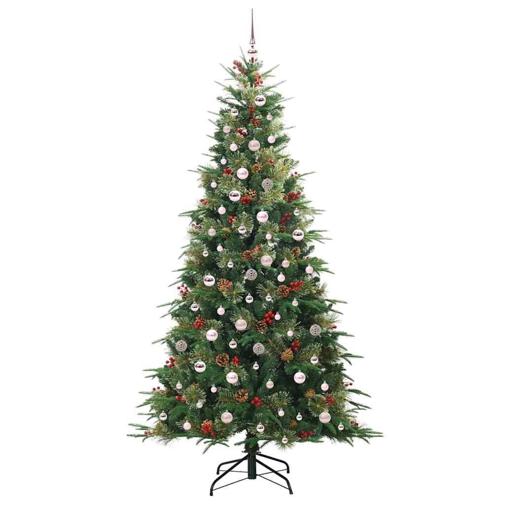 Kunstig sammensatt juletre med 300 LED grønn 240 cm PE og PVC vidaXL
