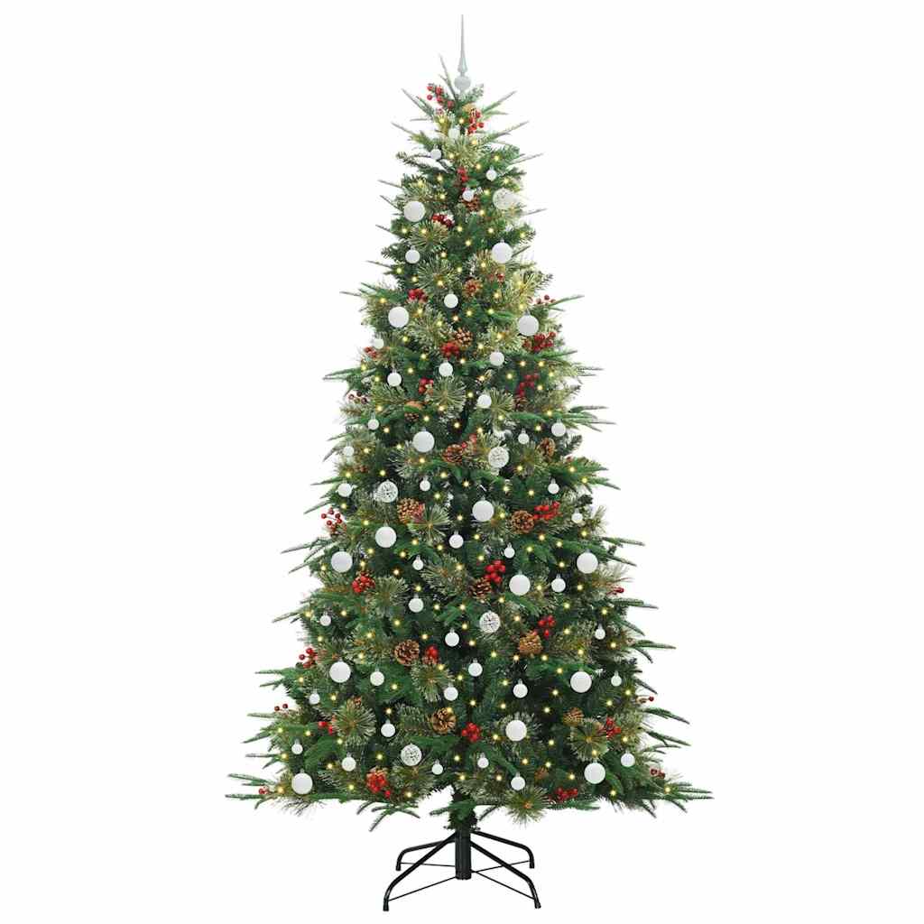 Kunstig sammensatt juletre med 300 LED grønn 240 cm PE og PVC vidaXL