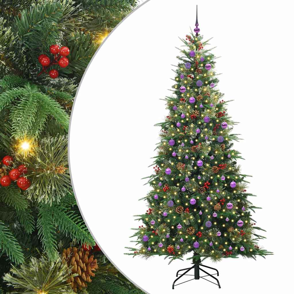 Kunstig sammensatt juletre med 300 LED grønn 240 cm PE og PVC vidaXL