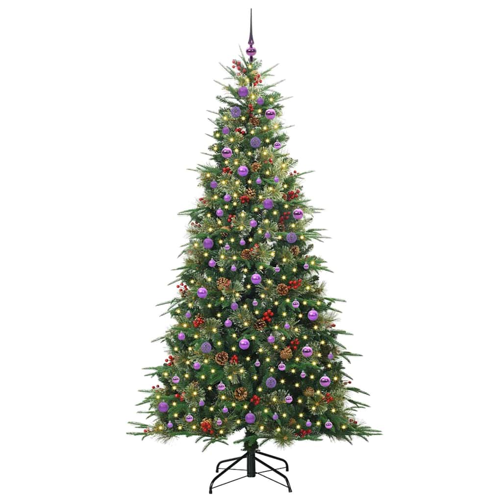 Kunstig sammensatt juletre med 300 LED grønn 240 cm PE og PVC vidaXL