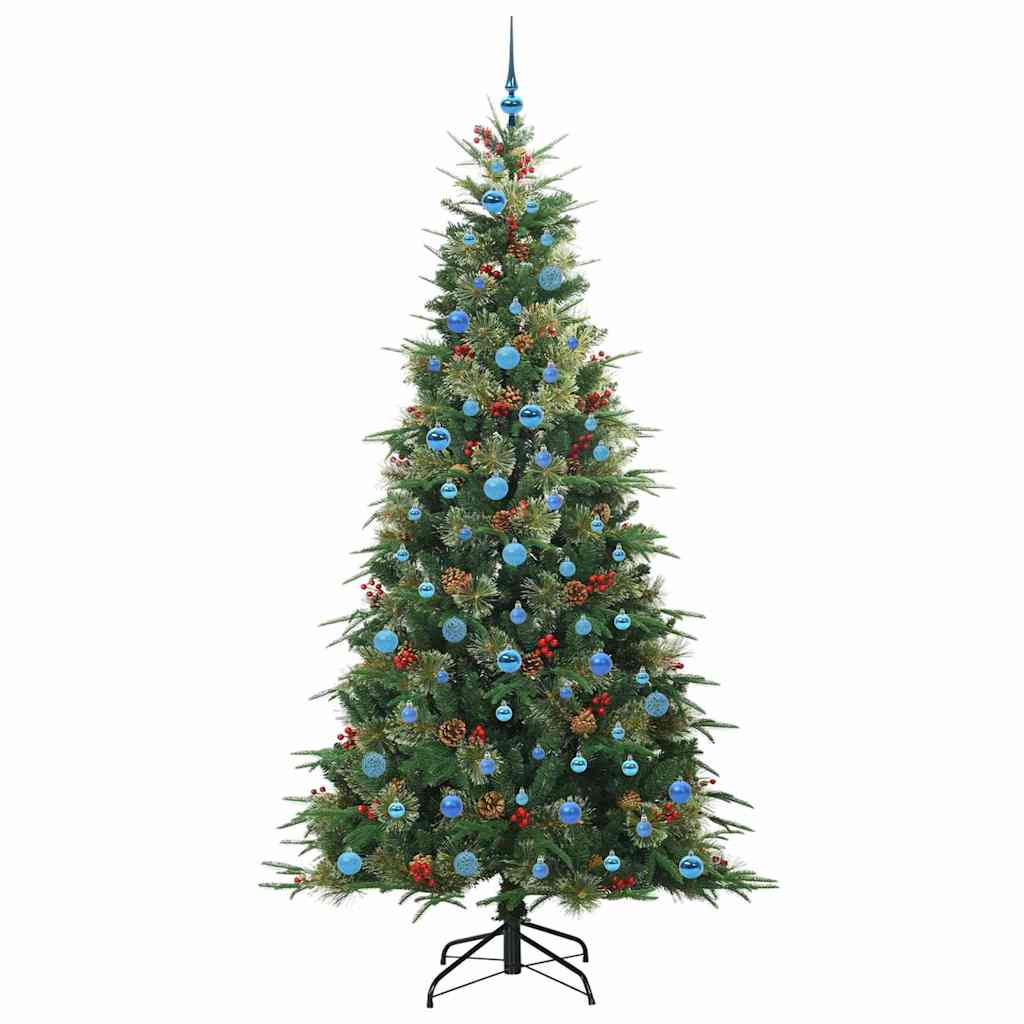 Kunstig sammensatt juletre med 300 LED grønn 240 cm PE og PVC vidaXL