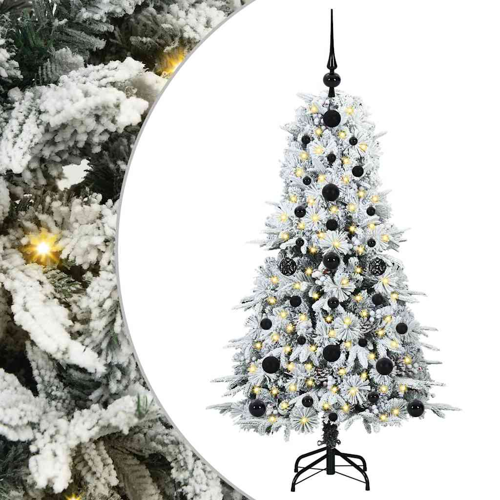 Kunstig sammensatt juletre med 150 LED Hvit 120 cm PE og PVC