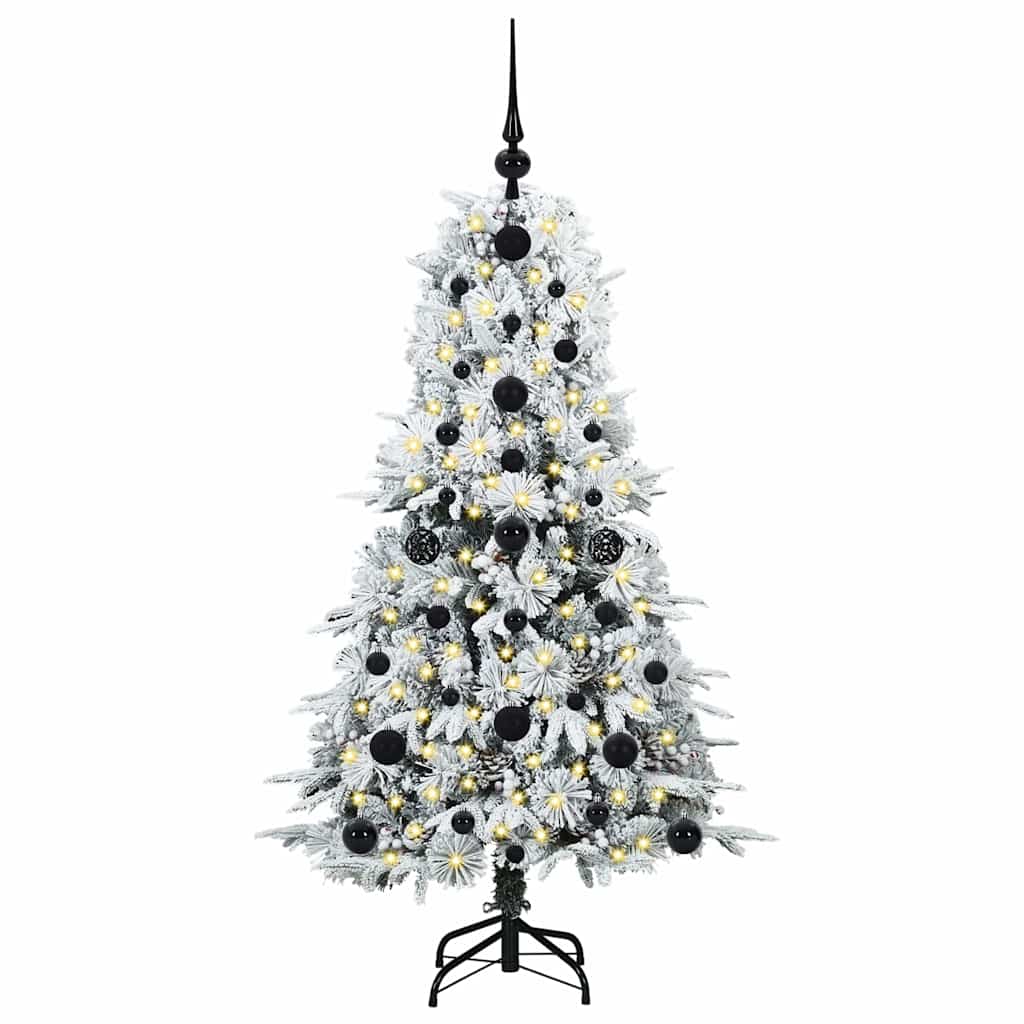 Kunstig sammensatt juletre med 150 LED Hvit 120 cm PE og PVC