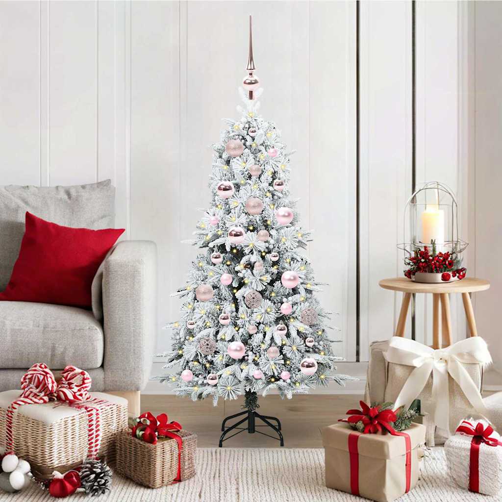 Kunstig sammensatt juletre med 150 LED Hvit 120 cm PE og PVC