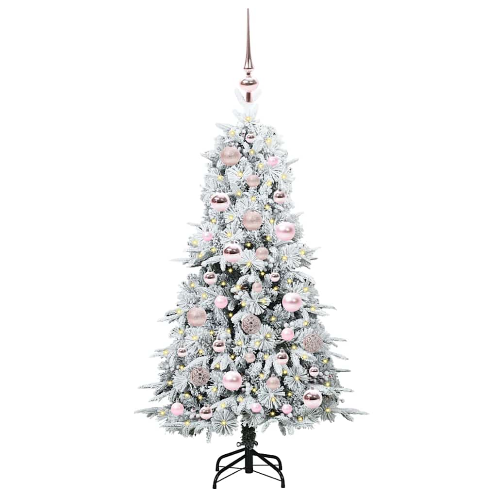 Kunstig sammensatt juletre med 150 LED Hvit 120 cm PE og PVC