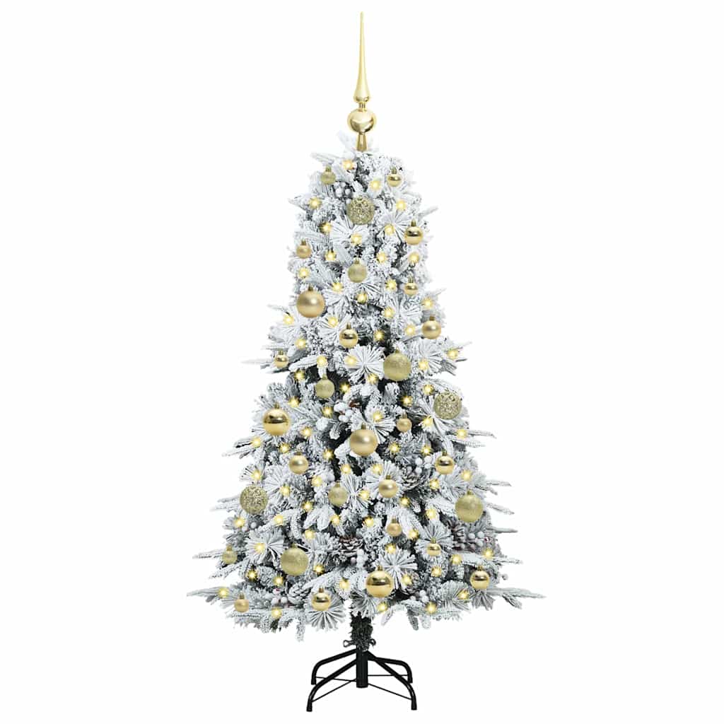 Kunstig sammensatt juletre med 150 LED Hvit 120 cm PE og PVC