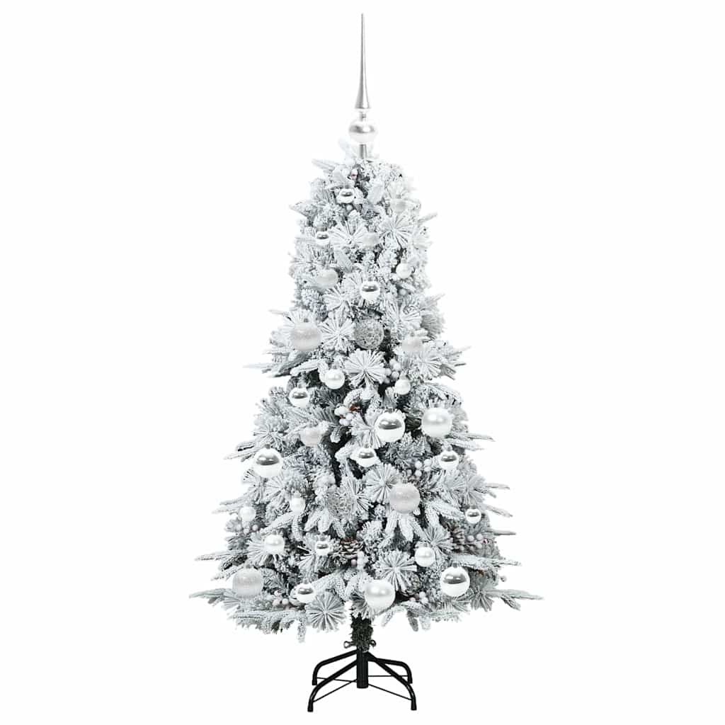 Kunstig sammensatt juletre med 150 LED Hvit 120 cm PE og PVC