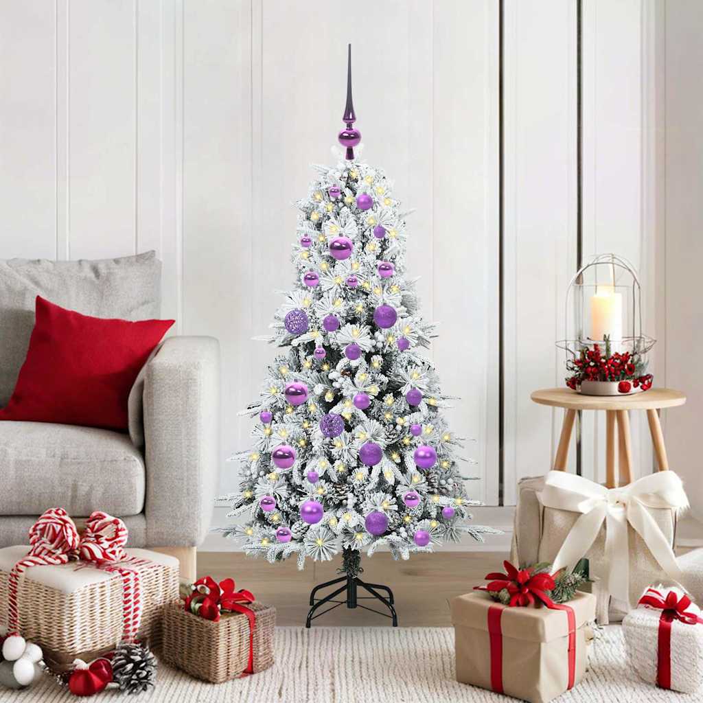 Kunstig sammensatt juletre med 150 LED Hvit 120 cm PE og PVC