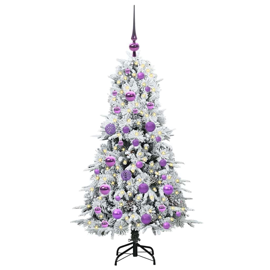 Kunstig sammensatt juletre med 150 LED Hvit 120 cm PE og PVC